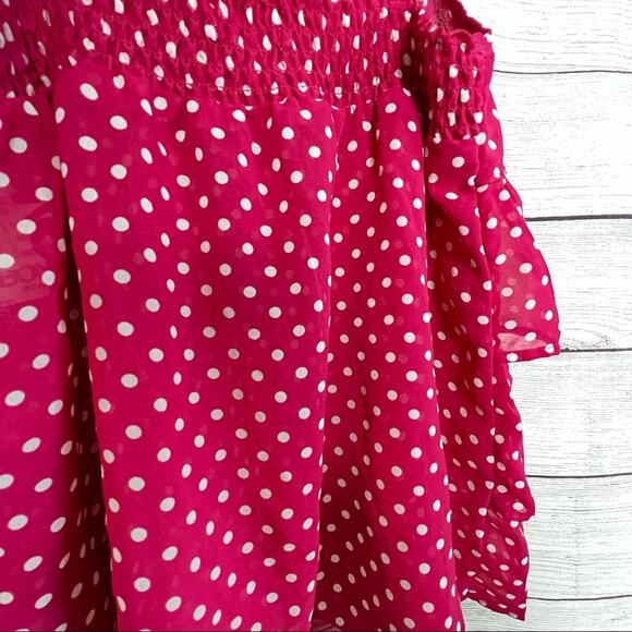 Bongo Juniors Boho Style Polka Dot Blouse Sz L - Picture 5 of 6